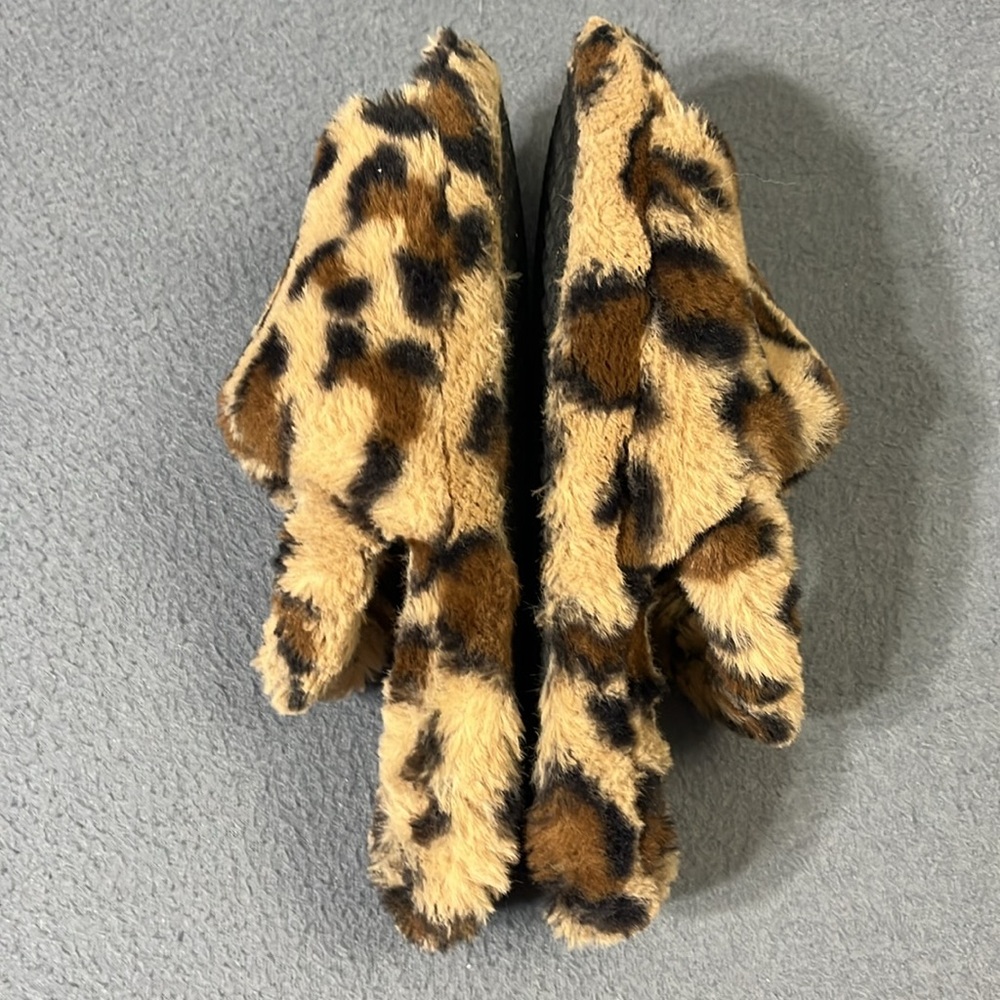Jessica Simpson house shoes kids xl(4-5) brown cheetah print slip ons comfy - Picture 4 of 9